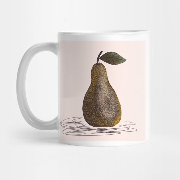 Study of still life pear and leaf in digital shading by FrancesPoff